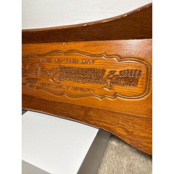 Handcrafted Wooden Serving Tray With Give Us This Day Our Daily Bread 19" Long - Picture 3 of 9